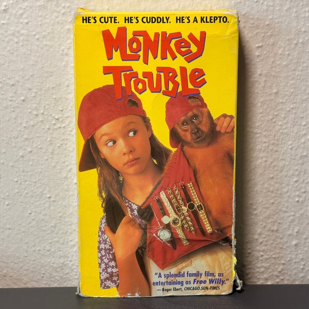 New Line Monkey Trouble VHS Kids N/A Yellow Good 1994 Family Comedy Thora Birch